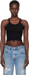 Re/Done Black Hanes Edition Cropped Ribbed Tank Top