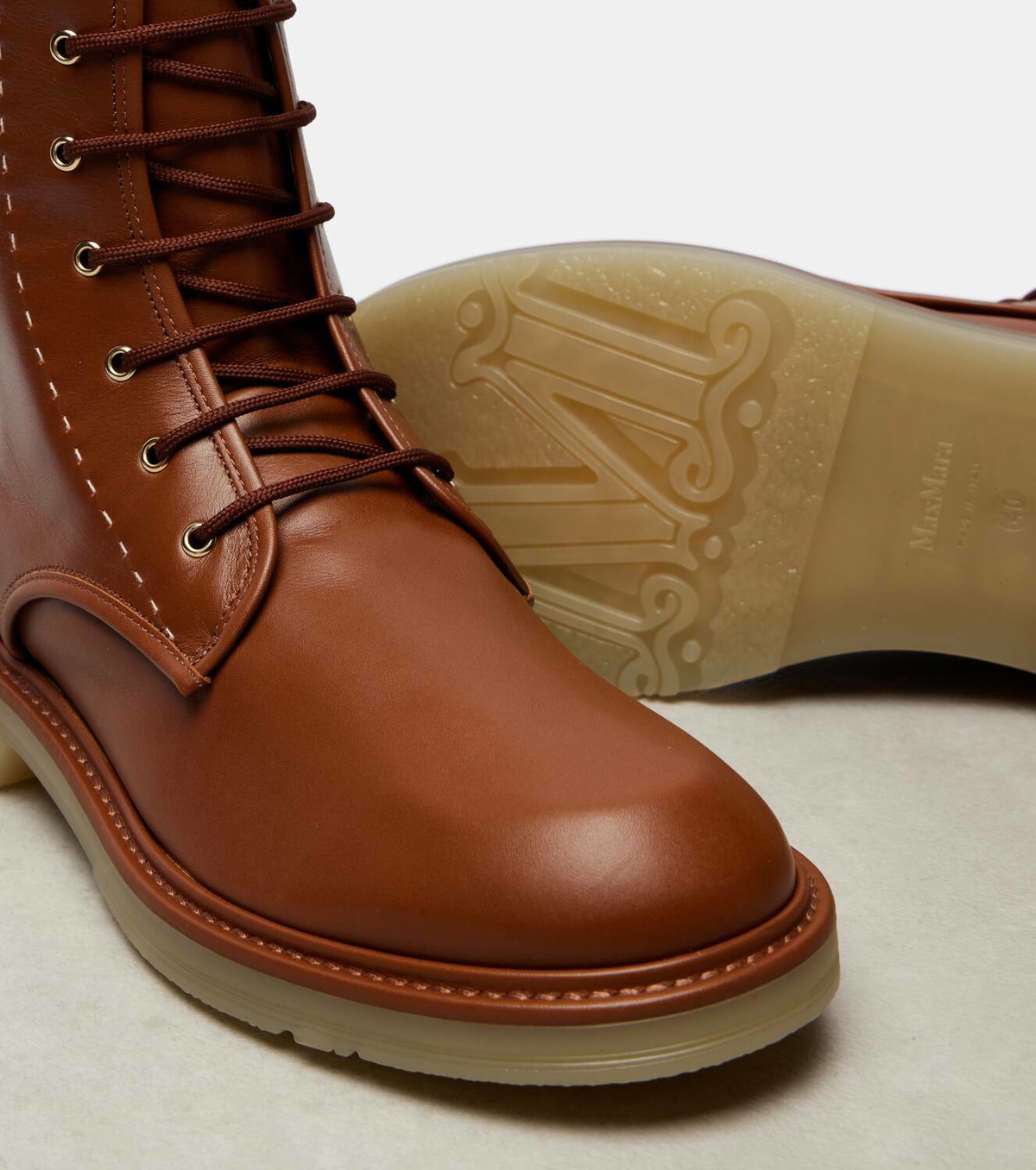 Max Mara Urbancombat leather combat boots