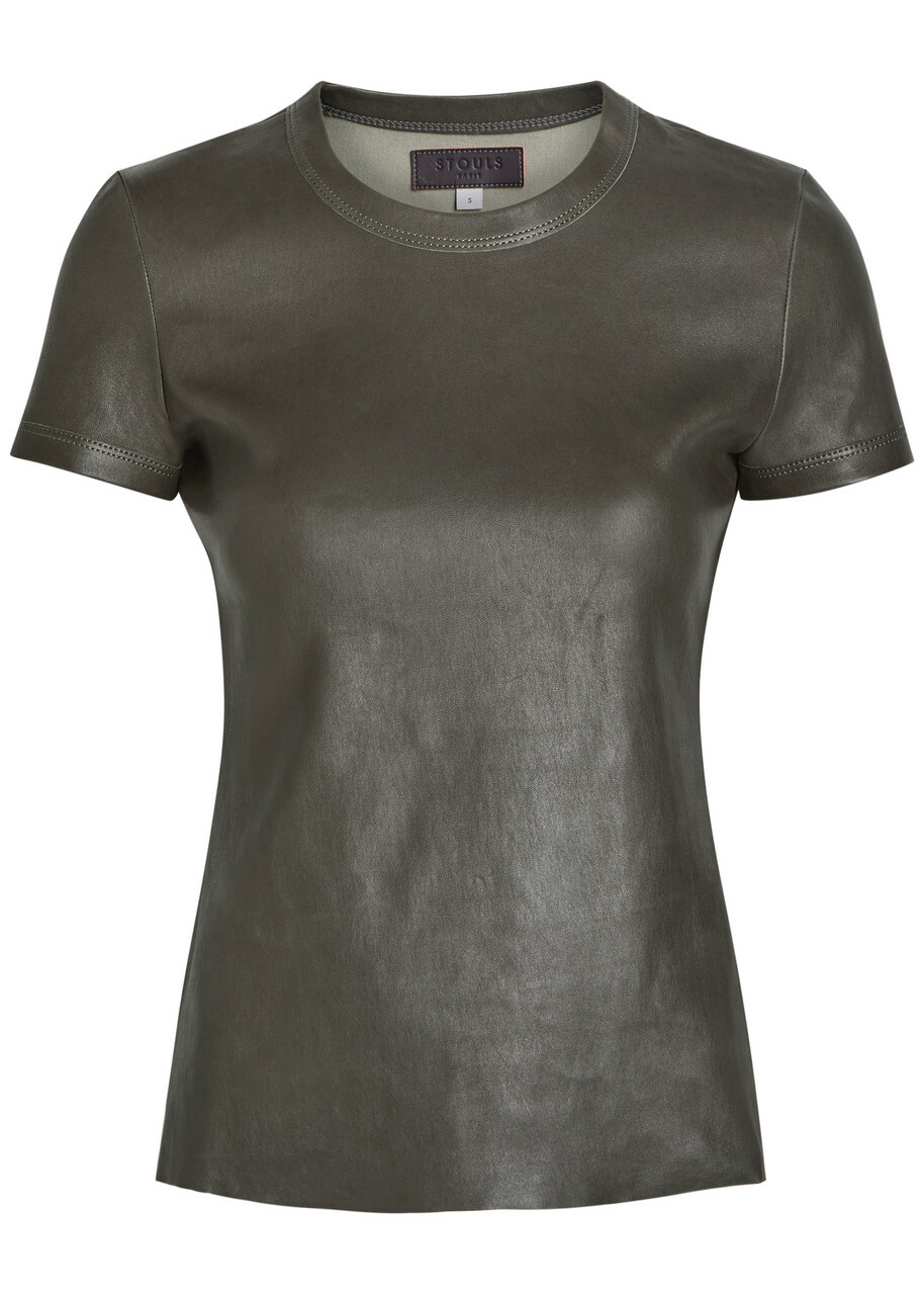 Stouls 05 Stretch-leather T-shirt Grey