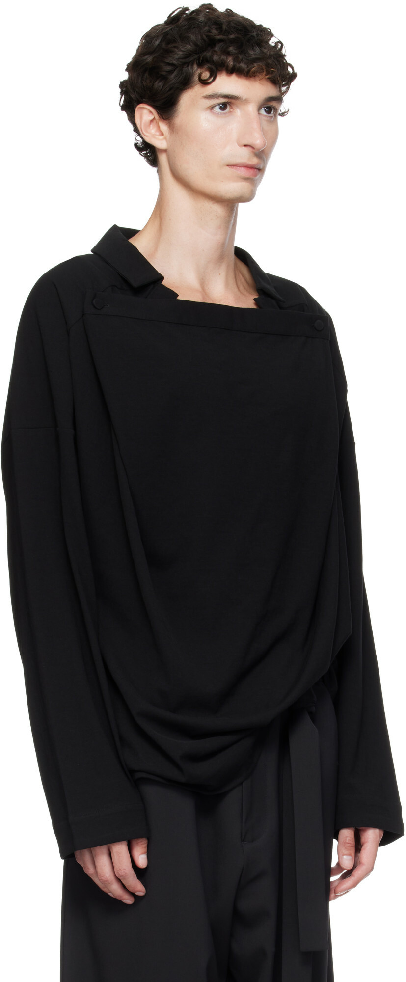 Kiko Kostadinov Black Iskar Draped Shirt