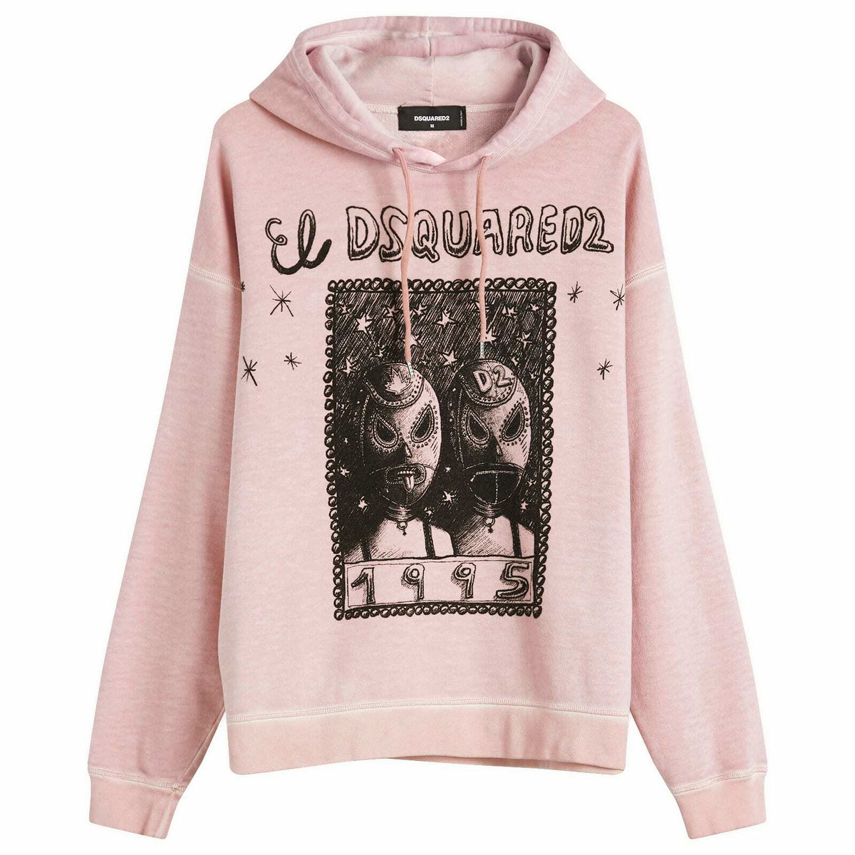 Dsquared2 Men's Overlay Graphic Relax Fit Hoodie in Dusty Antic Rose