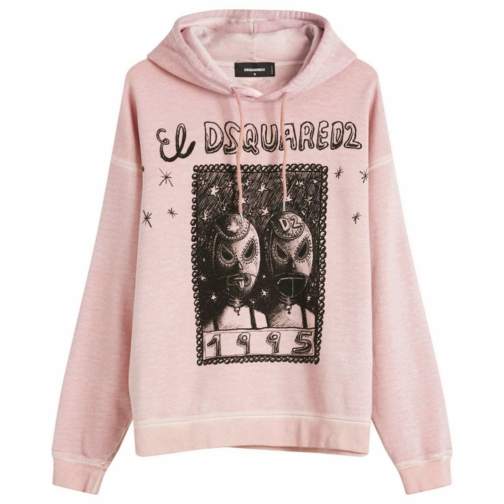 Photo: Dsquared2 Men's Overlay Graphic Relax Fit Hoodie in Dusty Antic Rose