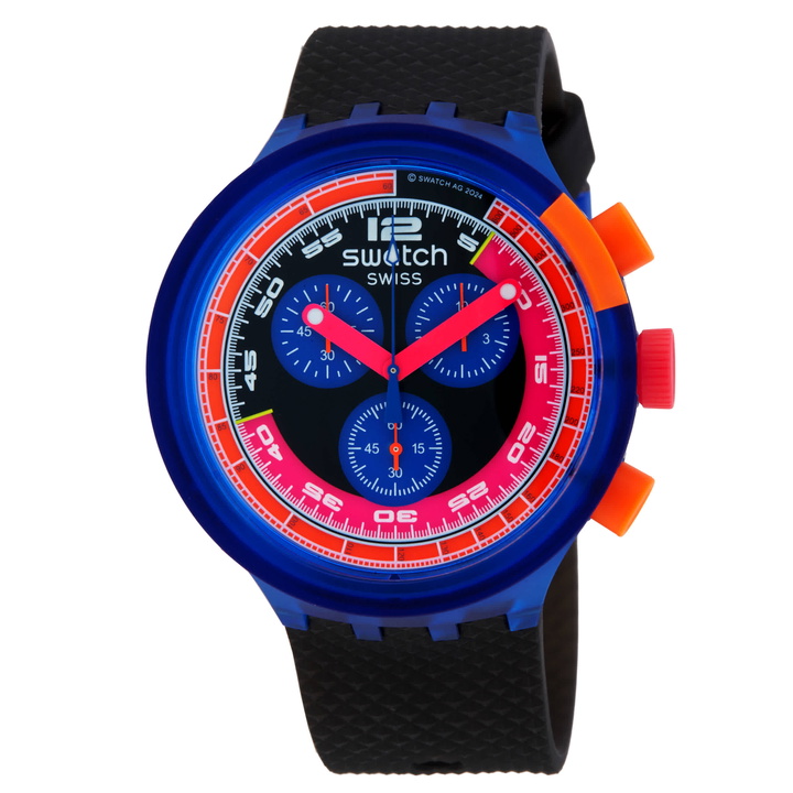 Photo: Swatch Neon Party To The Max Chronograph Quartz Black Dial Watch SB06N102
