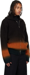 sacai Brown Garment-Dyed Wool Cardigan