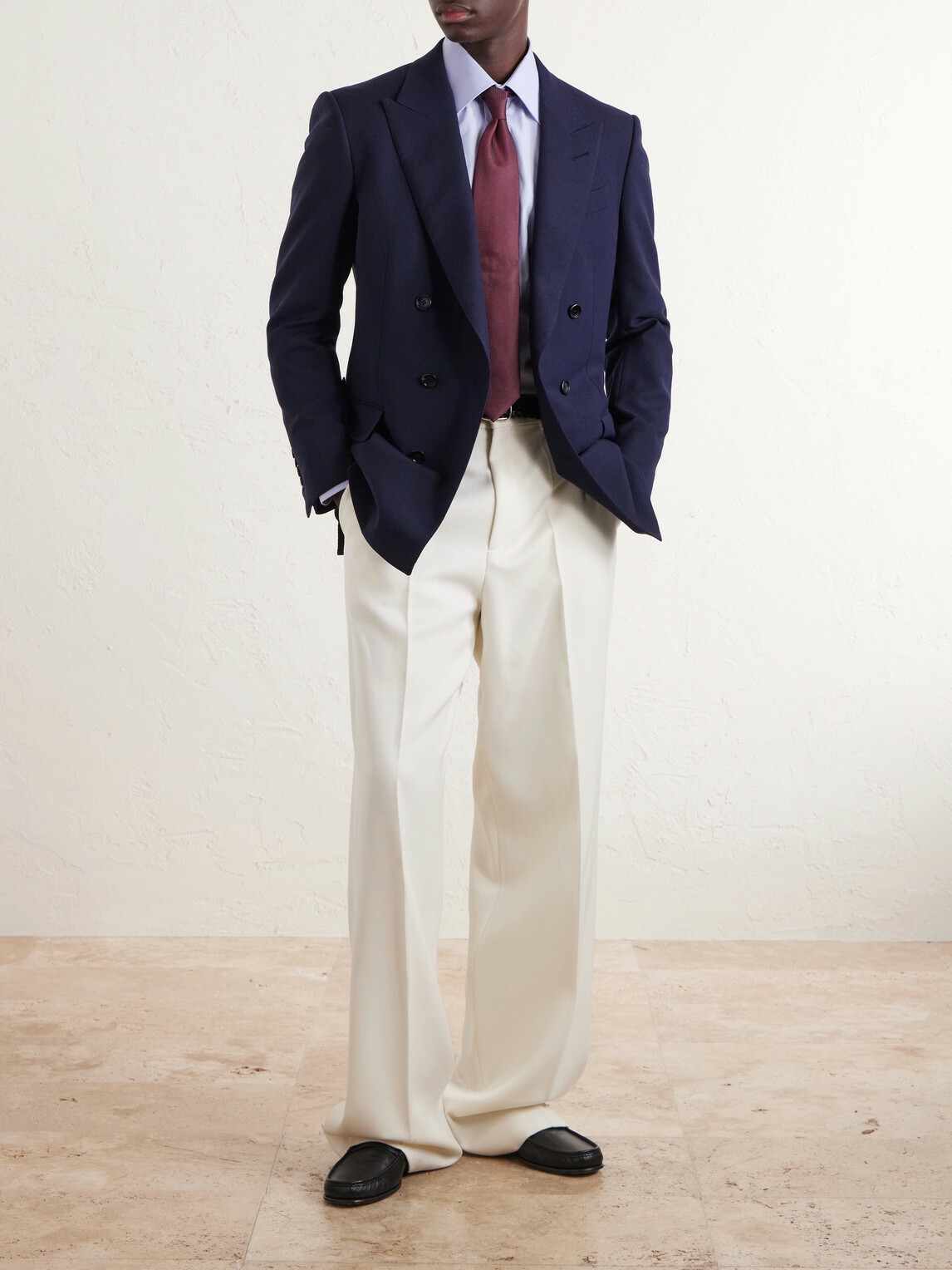 TOM FORD - Atticus Double-Breasted Wool and Mohair-Blend Blazer - Blue