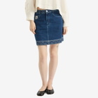 Bode Women's Embroidered Denim Skirt in Indigo