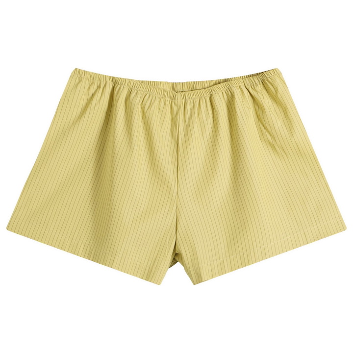 Photo: LESET Women's Yoshi Summer Shorts in Lemon/Chocolate Stripe