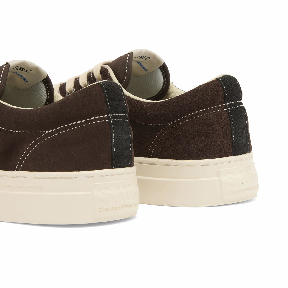 Stepney Workers Club Men's Dellow Woven Suede Sneaker in Dark Brown