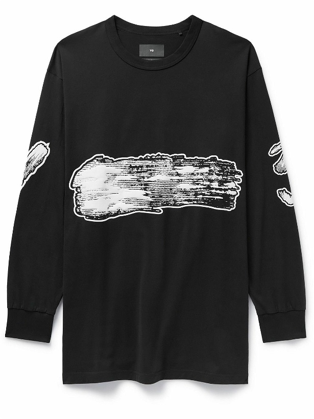 Photo: Y-3 - Oversized Appliquéd Printed Cotton-Jersey T-Shirt - Black