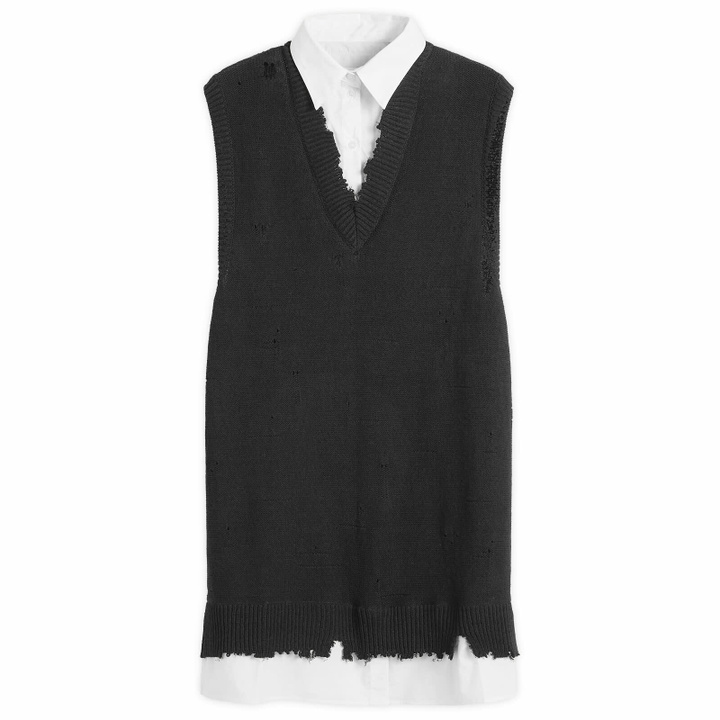 Photo: MM6 Maison Margiela Women's Knitted V-Neck Mini Dress in Black