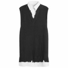 MM6 Maison Margiela Women's Knitted V-Neck Mini Dress in Black