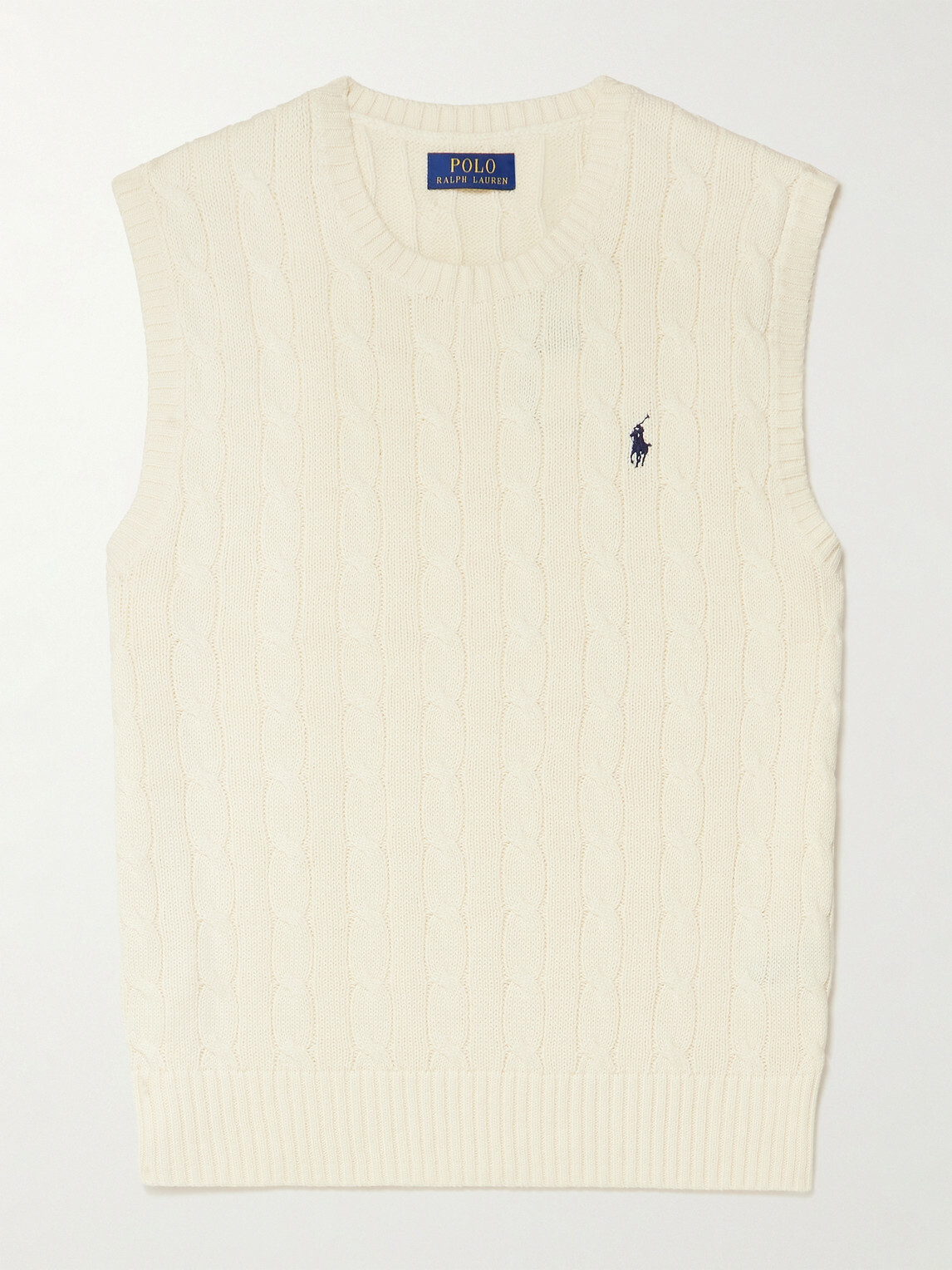 Polo Ralph Lauren - Logo-Embroidered Cable-Knit Cotton Vest - Neutrals