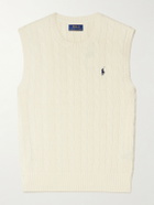 Polo Ralph Lauren - Logo-Embroidered Cable-Knit Cotton Vest - Neutrals