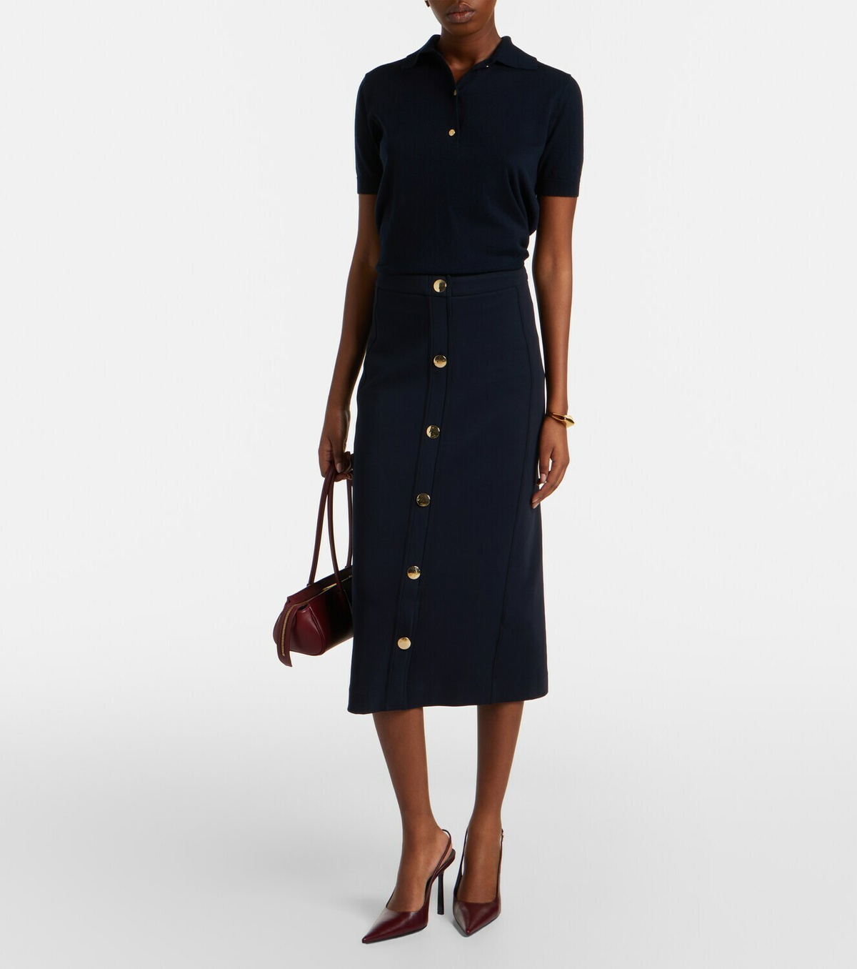 'S Max Mara Cotton-blend midi skirt