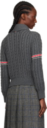 Thom Browne Gray Baby Cable Stitch Shawl Collar Cardigan