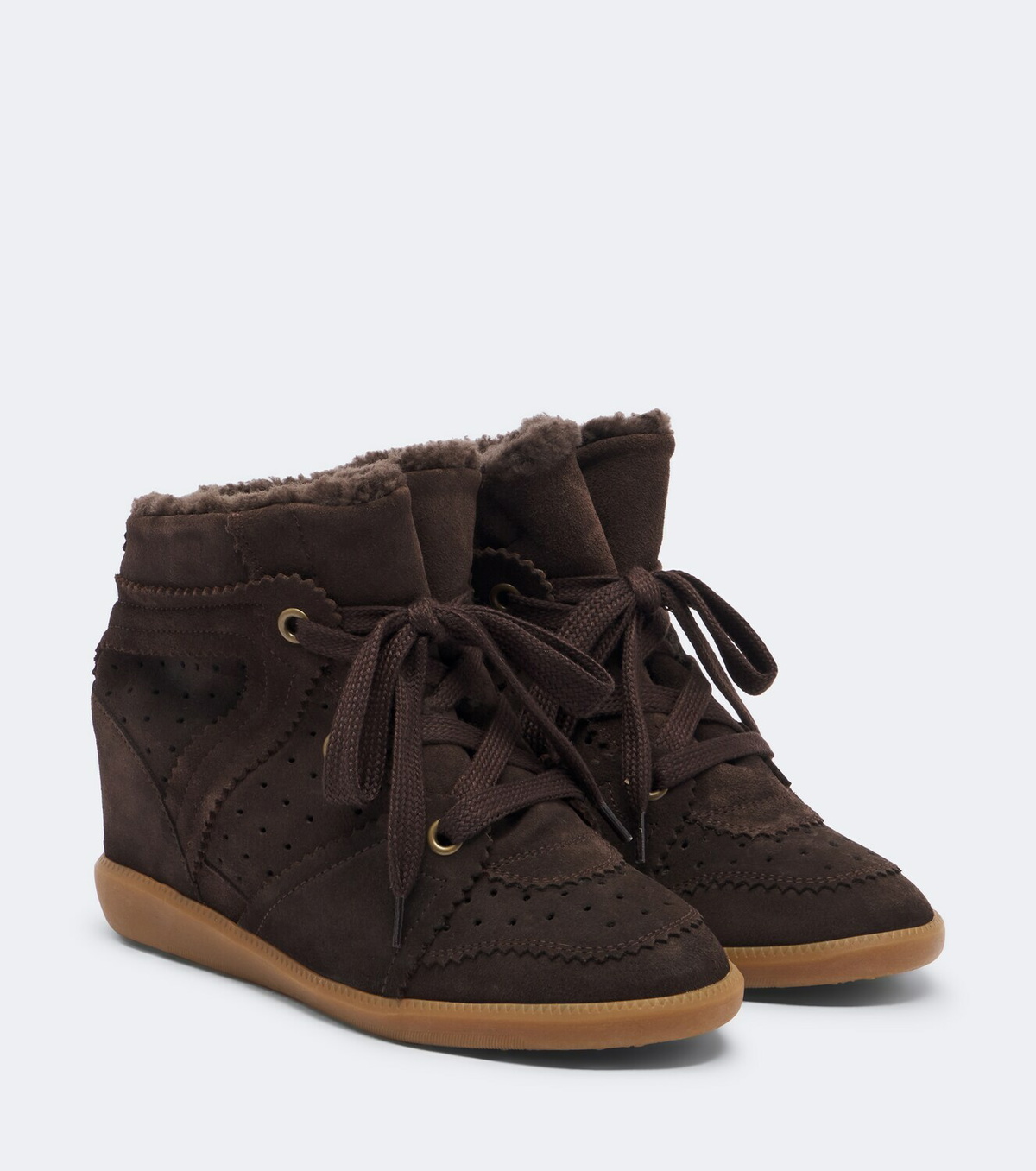 Isabel Marant Bobby shearling-lined suede wedge sneakers