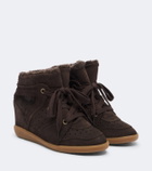 Isabel Marant Bobby shearling-lined suede wedge sneakers