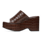 Staud Brown Croc Lili Platform Sandals