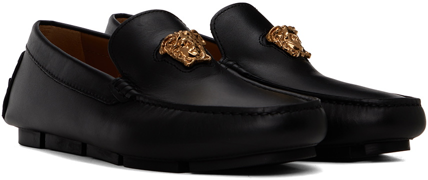 Versace Men\'s Black Leather Croc Print Medusa Driver Loafers Shoes US 10 IT 43 Versace Black Croc Embossed Leather Medusa Loafers Size 42  main image 3