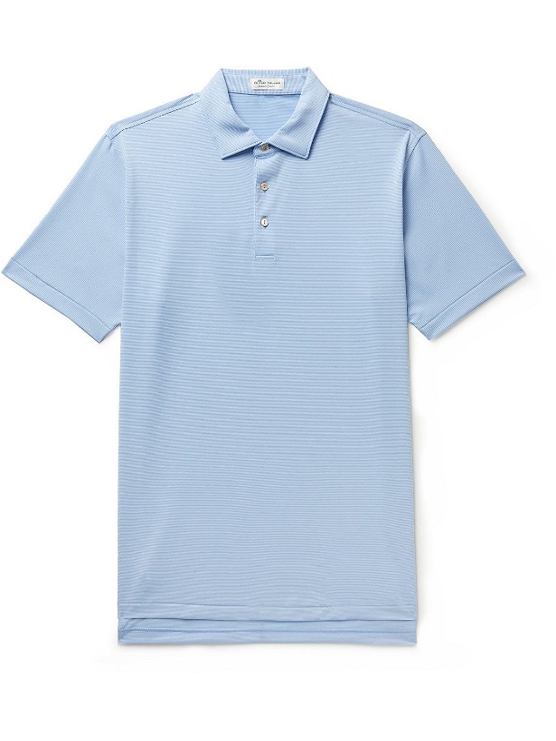 Photo: Peter Millar - Jubilee Striped Tech-Jersey Golf Polo Shirt - Blue