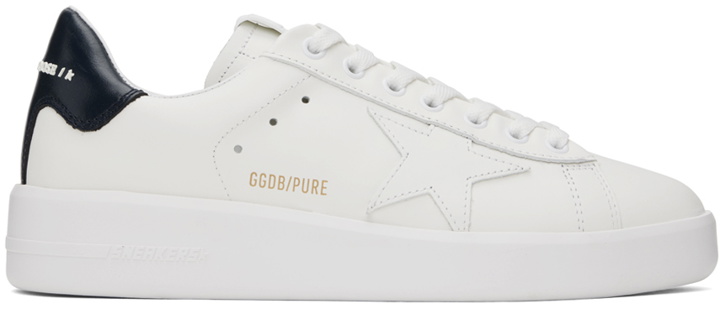 Photo: Golden Goose White & Navy Purestar Sneakers