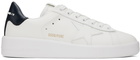 Golden Goose White & Navy Purestar Sneakers