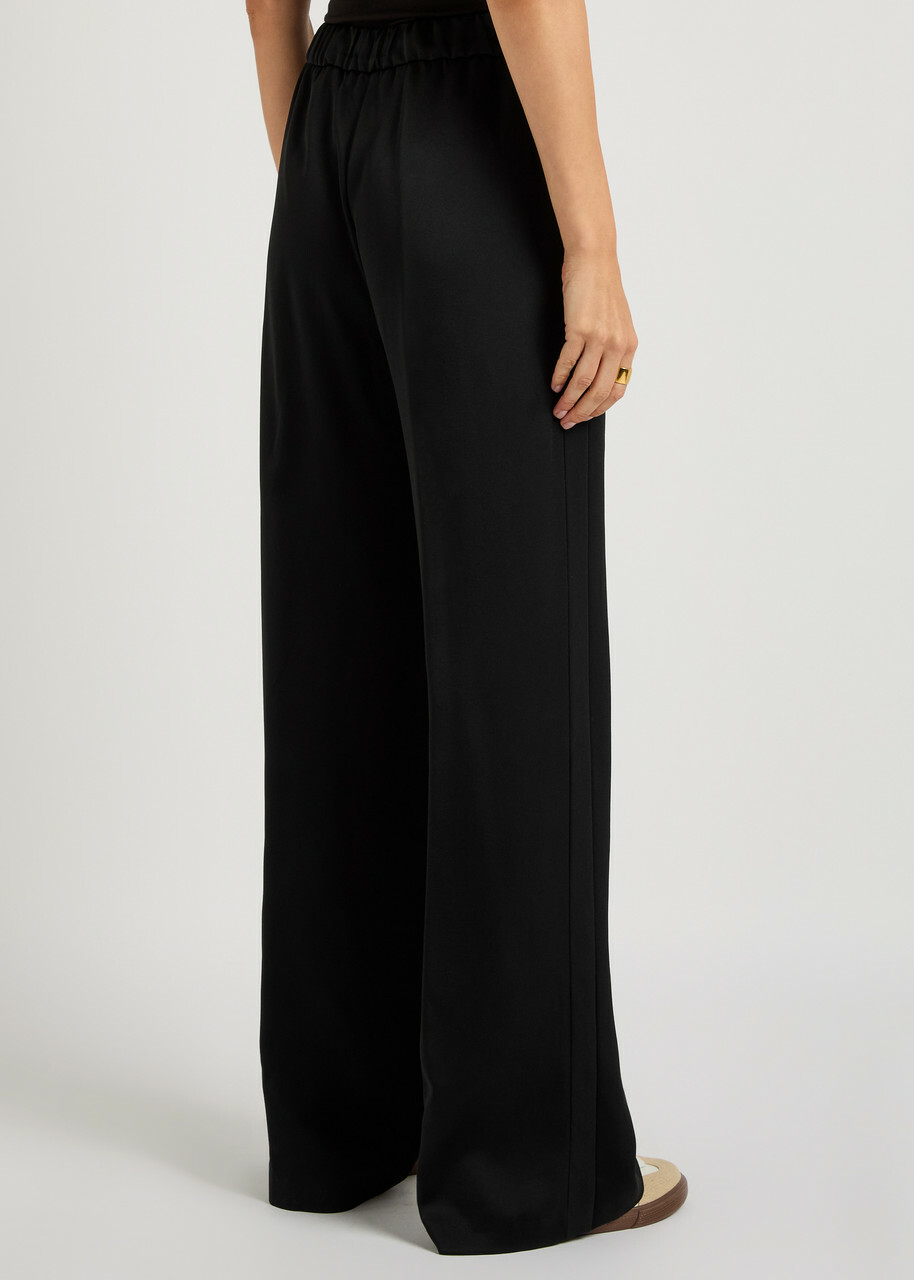 Herno Wide-leg Crepe de Chine Trousers Black