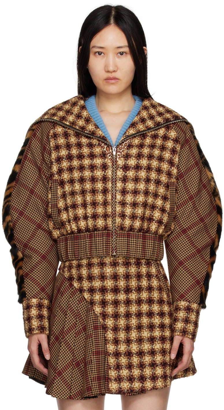 SHUTING QIU Brown Patchwork Jacket