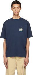 Drôle De Monsieur Navy 'Le T-Shirt Slogan Fleur' T-Shirt