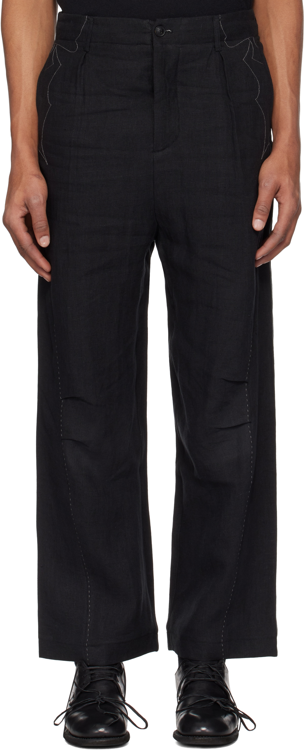 Professor.E Black Parachute Worker Trousers Professor.E