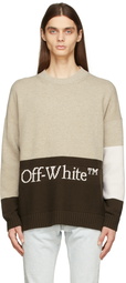 Off-White Brown & Taupe Color Block Sweater