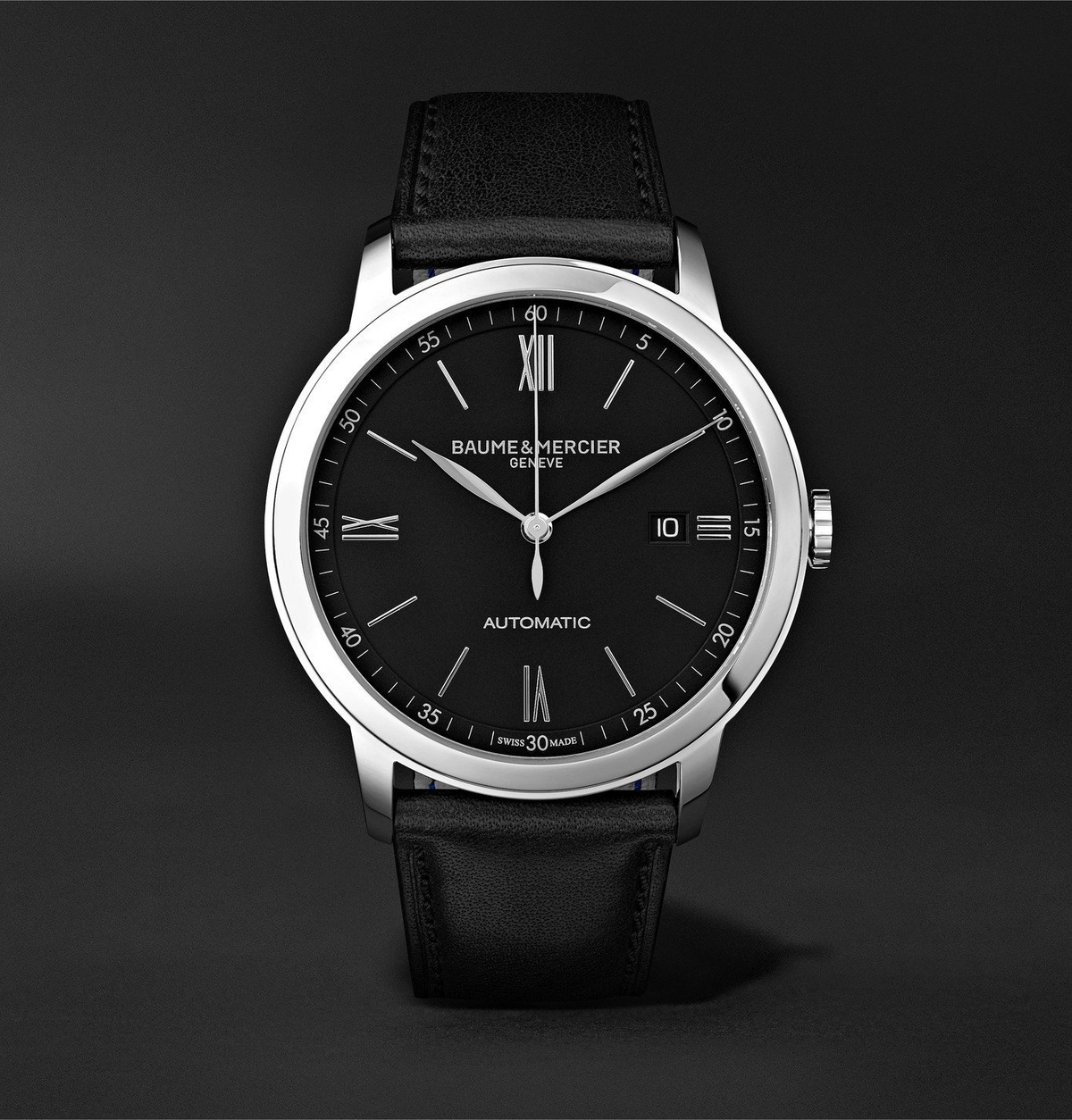 Baume & Mercier - Classima Automatic 42mm Stainless Steel and Leather Watch, Ref. No. 10453 - Black