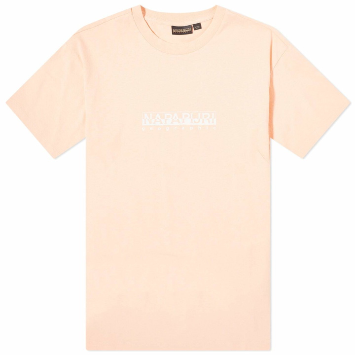 Photo: Napapijri Women's Box Logo T-Shirt in Pink Salmon