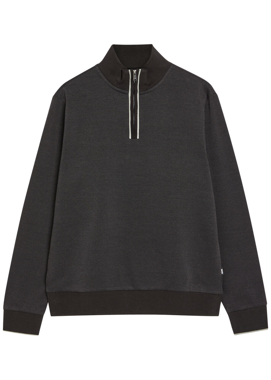 Boss Sidney Half-zip Cotton Jumper Black