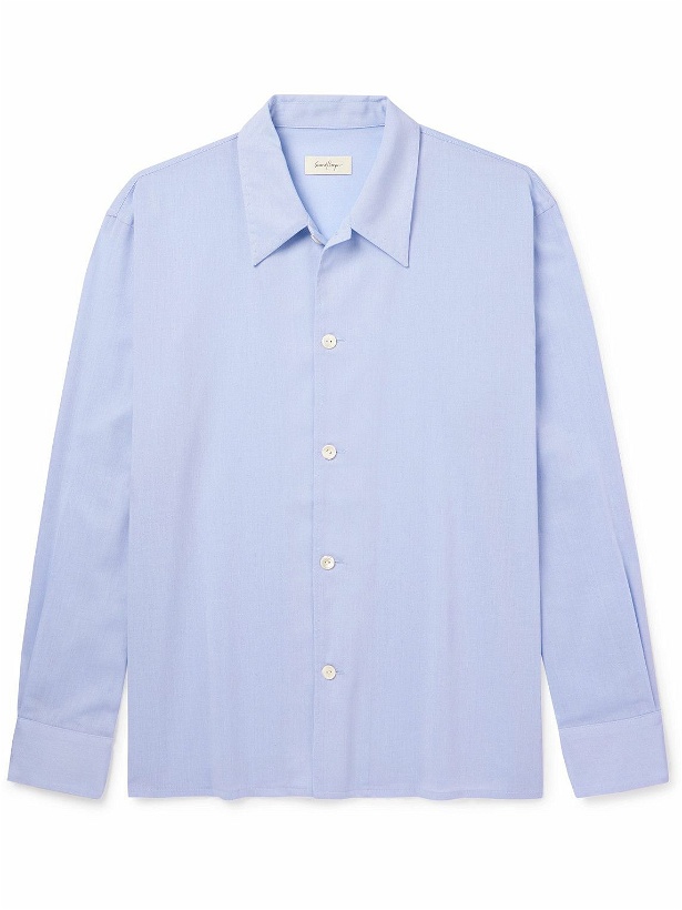 Photo: SECOND / LAYER - Cutaway-Collar Cotton-Blend Shirt - Blue