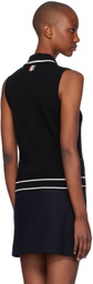 Thom Browne Black Pointelle Jersey Hector & Rose Sleeveless Polo