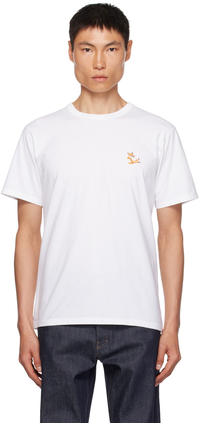 Maison Kitsuné: White Chillax Fox Patch Classic T-Shirt | SSENSE