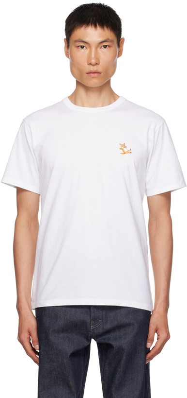 Photo: Maison Kitsuné White Chillax Fox Patch Classic T-Shirt