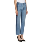 Helmut Lang Blue Reconstructed Straight Fray Jeans
