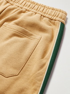 Gucci - Tapered Webbing-Trimmed Felted Cotton-Jersey Sweatpants - Brown