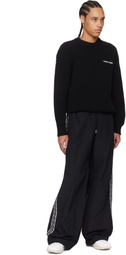 Marine Serre Black Half Cardigan Knit Crewneck Sweater