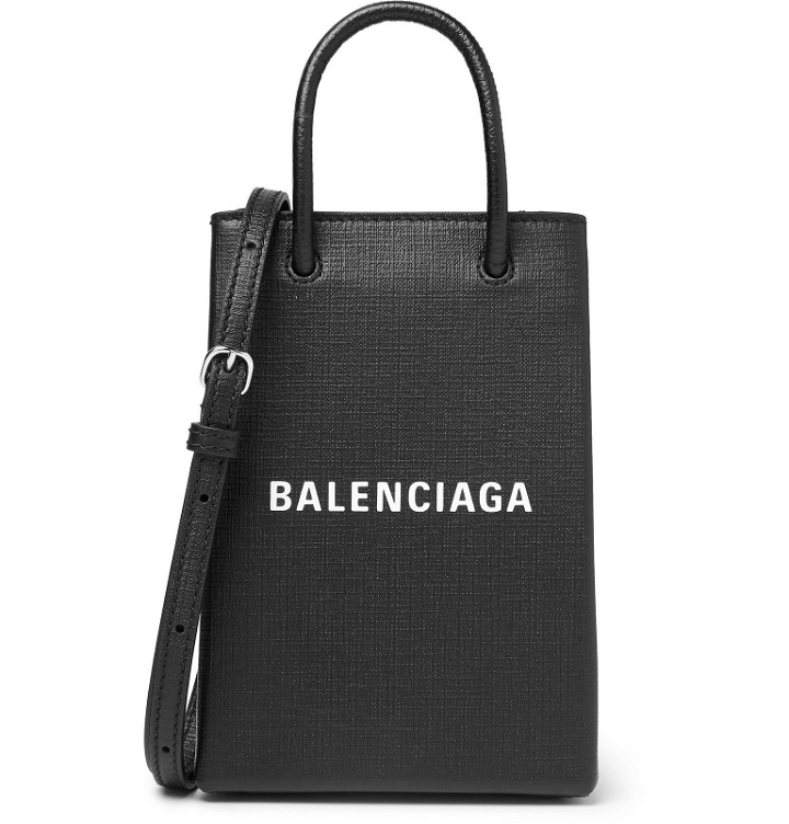 Photo: Balenciaga - Logo-Print Textured-Leather Messenger Bag - Black