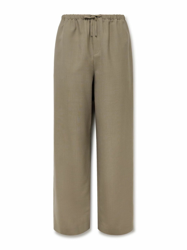 Photo: The Row - Donatello Straight-Leg Wool and Mohair-Blend Drawstring Trousers - Neutrals