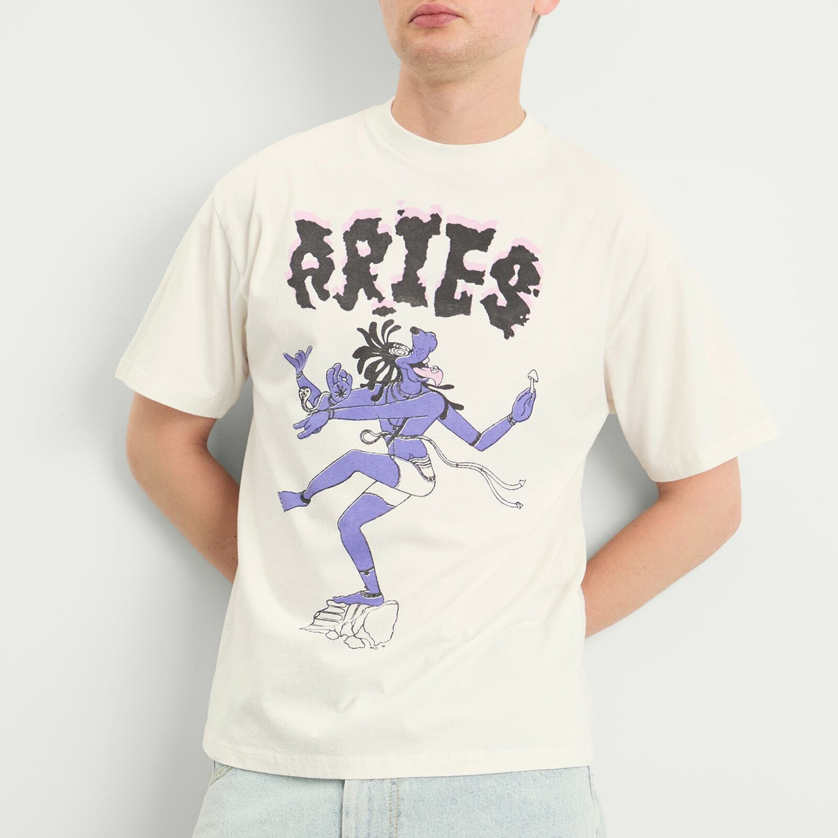Aries Men's Faded The Destroyer T-Shirt in Off White