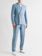Ralph Lauren Purple label - Slim-Fit Unstructured Double-Breasted Linen Suit Jacket - Blue