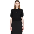 BALMAIN Black 3-Button Wool Polo