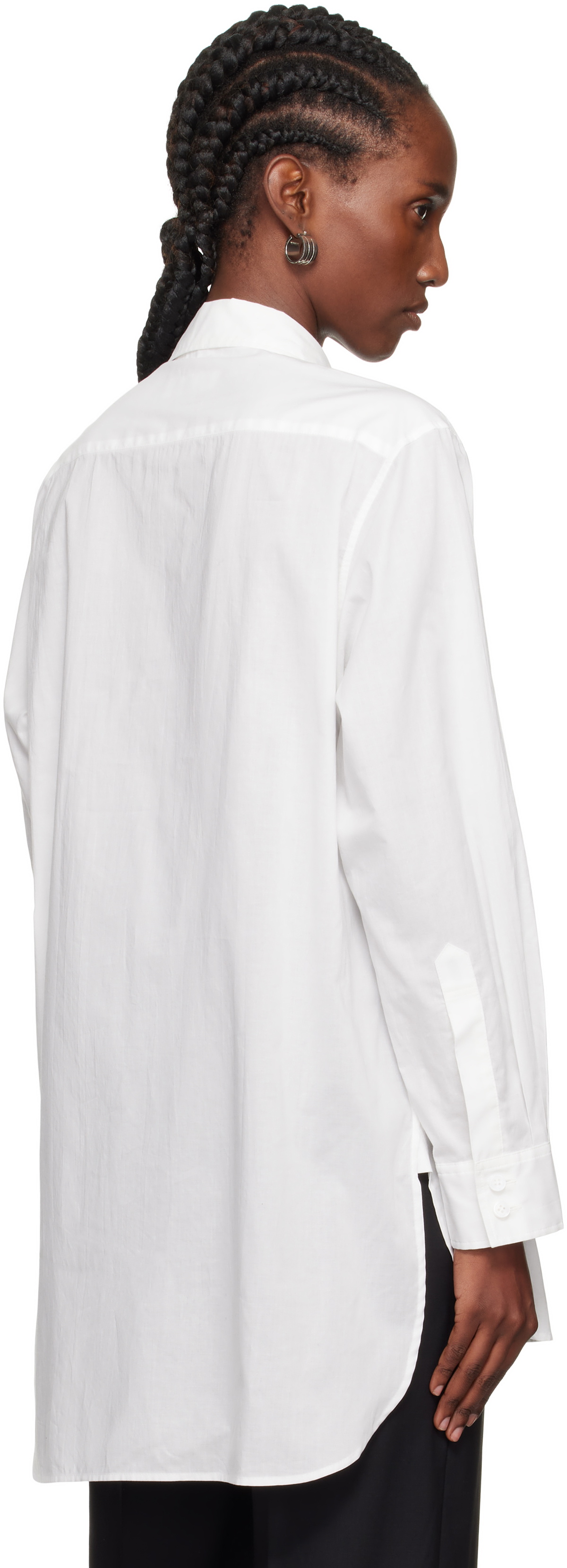 Y's White Cotton Lawn Untrimmed Frill Shirt