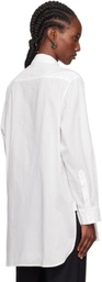 Y's White Cotton Lawn Untrimmed Frill Shirt