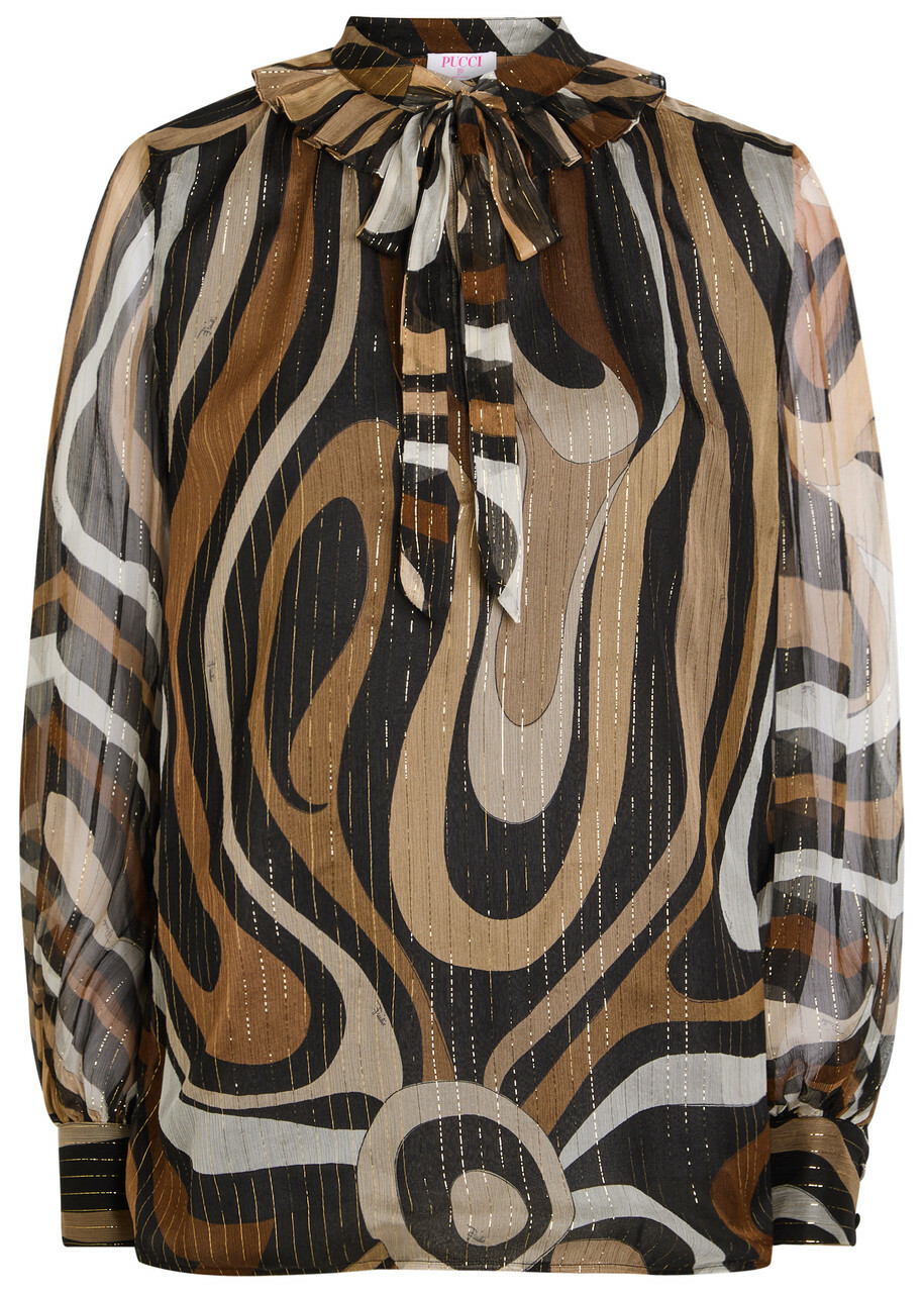 Pucci Patterned Silk-chiffon Blouse Black