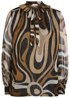 Pucci Patterned Silk-chiffon Blouse Black